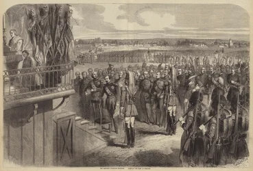 Der Kaiser besucht die Militärmesse im Lager von Chalons